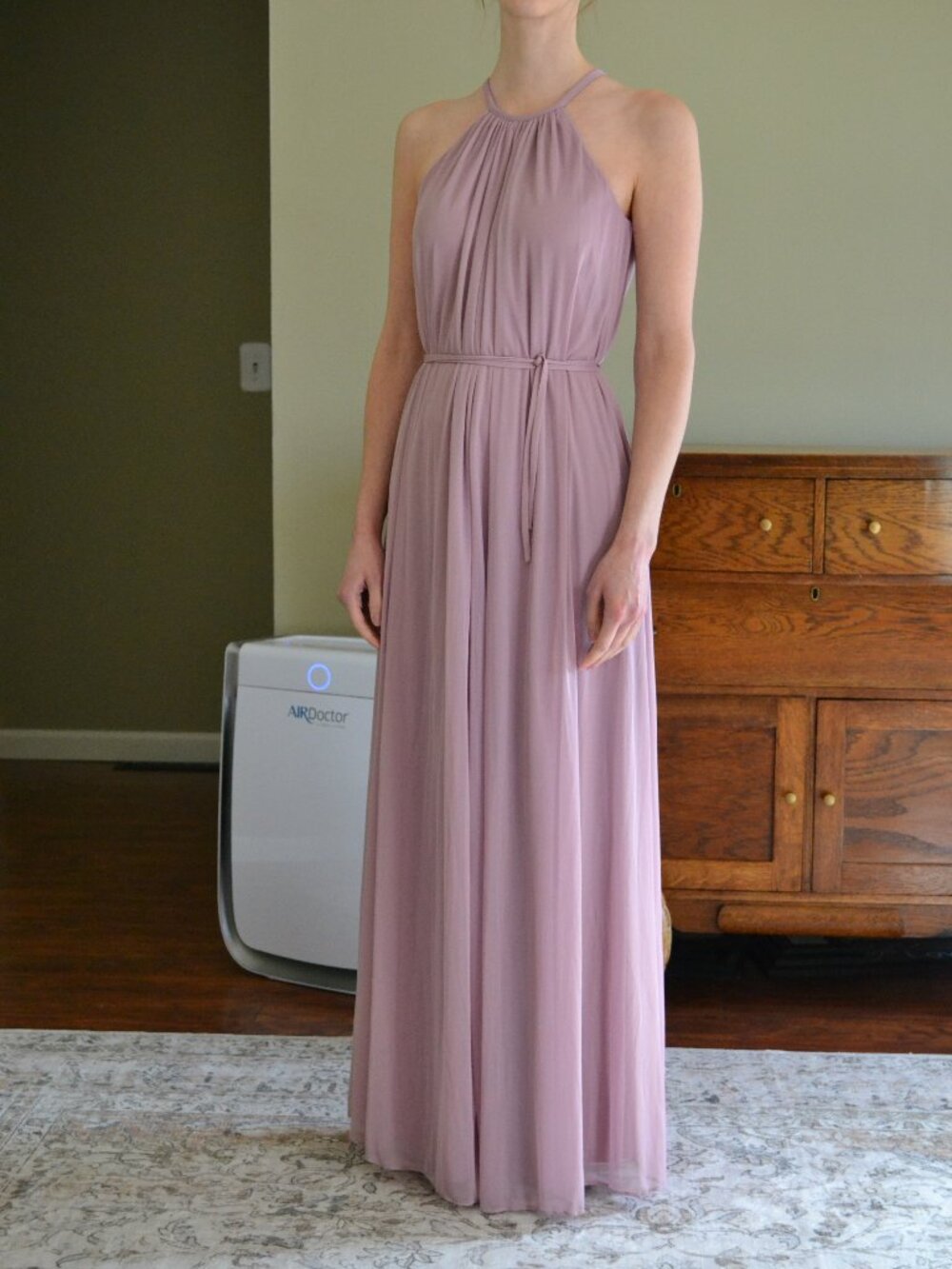 David's Bridal Bridesmaid High Neck Dress Quartz Size 4
